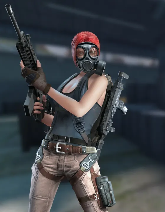 Survivor in a gas mask with a rifle